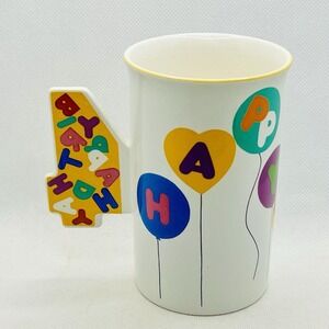 Mikasa Count To Four Birthday Mug 12 oz. Balloons Fourth Bday‎ Child Youth Cup